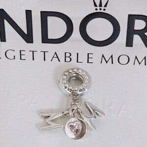 Pandora Mom Letters Dangle Charm S925 Sterling Silver with box Mother's Day Gift